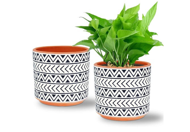 The Ceramic Plant Pots Set of 2, DeeCoo 5.5 Inch Flower Pots Set