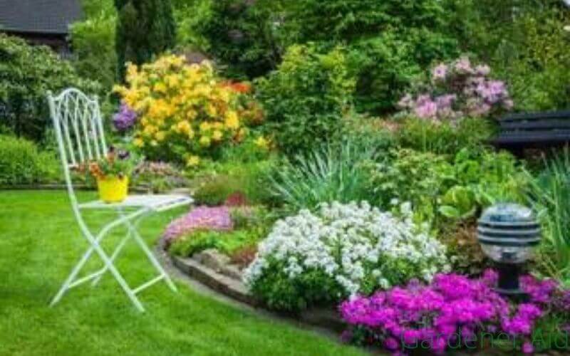 Front house garden arrange with colorful flower