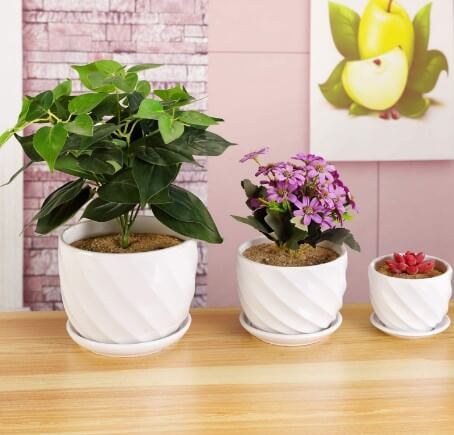 Set of 3 Ceramic Plant Pot - Flower Plant Pots
