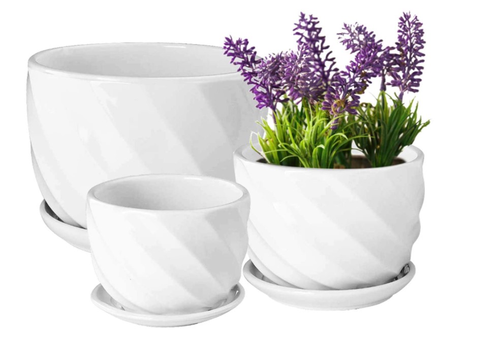 YINGERHUAN Set of 3 Ceramic Plant Pot - Flower Plant Pots