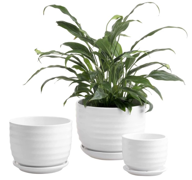 MyGift Modern Ceramic Plant Pots
